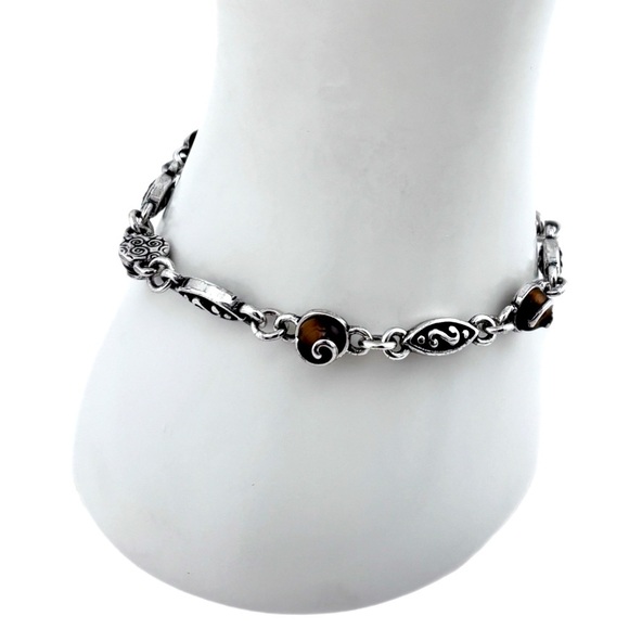 Brighton tortoise bracelet brown and silver.  Silver Plated excellent condition - Picture 2 of 5